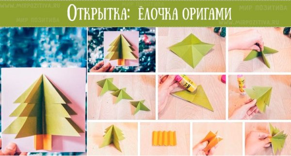 Рождественская открытка оригами
