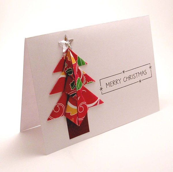 Открытка елочка оригами