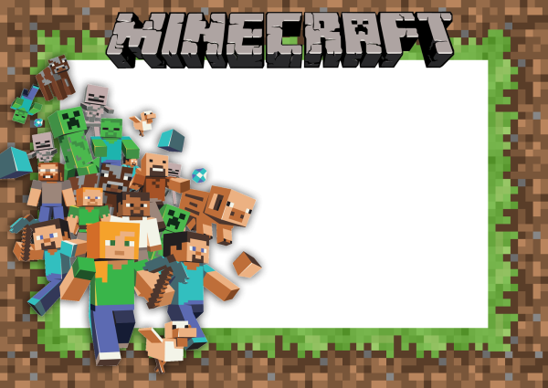 Приглашение на день рождения в стиле майнкрафт