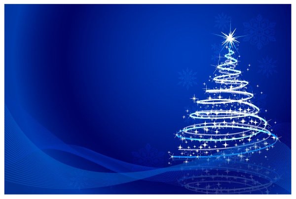 Новогодняя елка на синем фоне