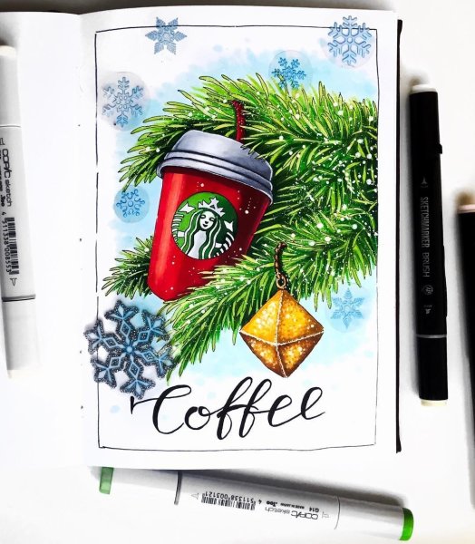 Новогодние открытки маркерами