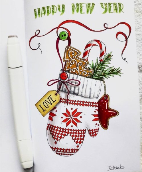 Акварельные новогодние открытки