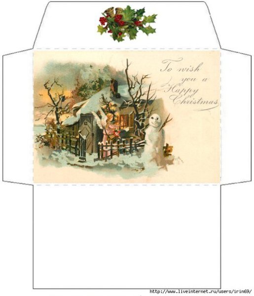 Конверт развертка новый год