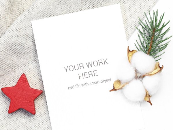 Mockup открытка Новогодняя