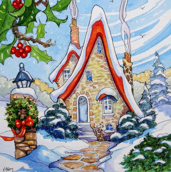 Новогодний натюрморт рисунок