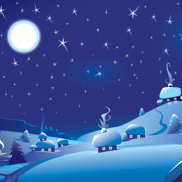 Зимний пейзаж мультяшный