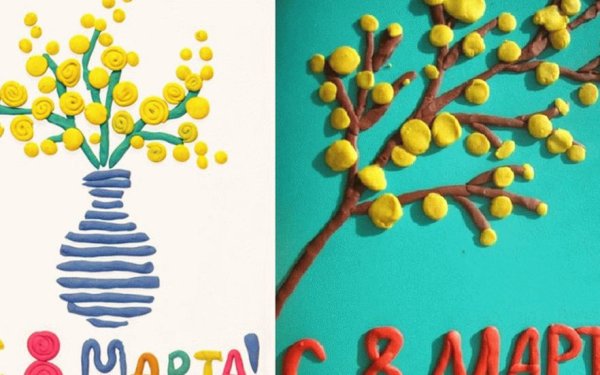 Аппликация из пластилина к 8 марта