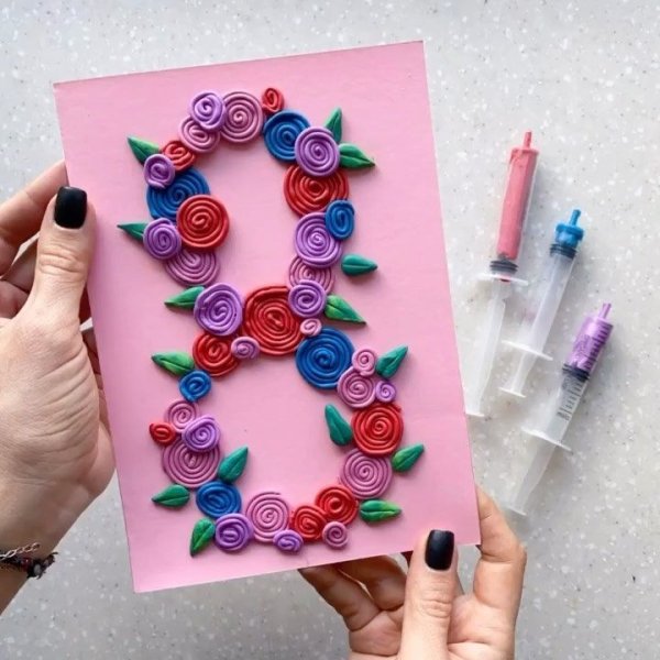 Поделки на 8 марта из пластилина