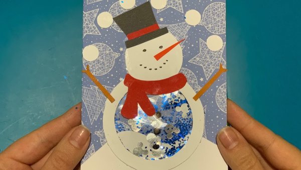 Открытка объемный Снеговик