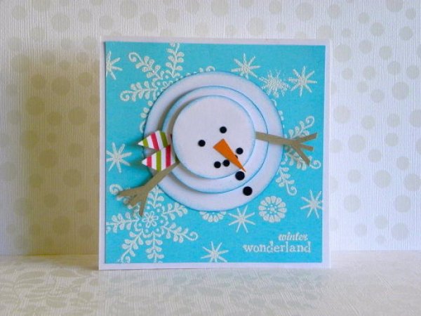 Открытка Снеговик своими руками