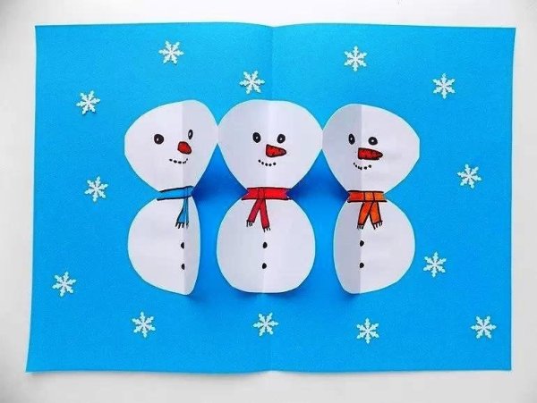 Открытка объемный Снеговик