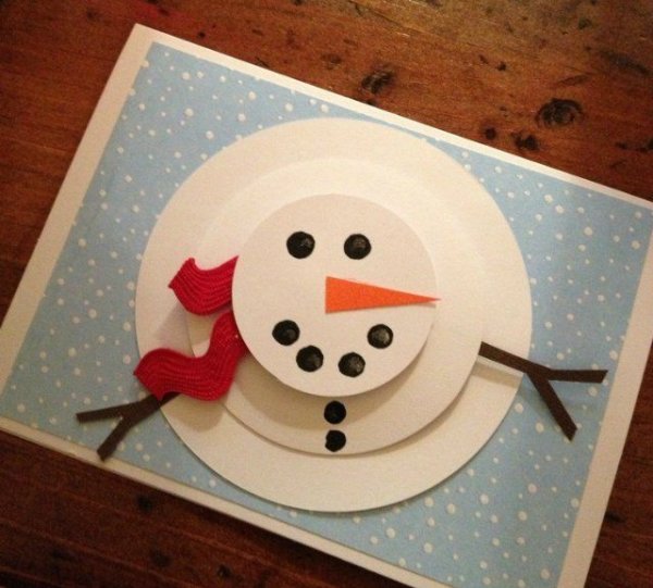 Открытка объемный Снеговик