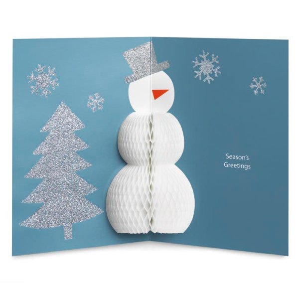 Открытка объемный Снеговик