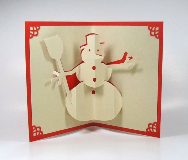 Объемная открытка Снеговик своими руками