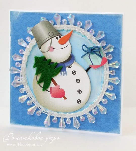 Открытка Снеговик своими руками