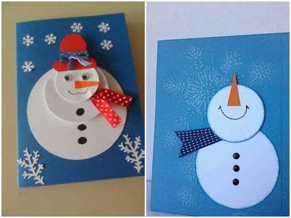 Открытка объемный Снеговик