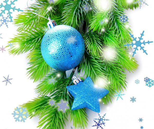 Новогодняя ветка с игрушками