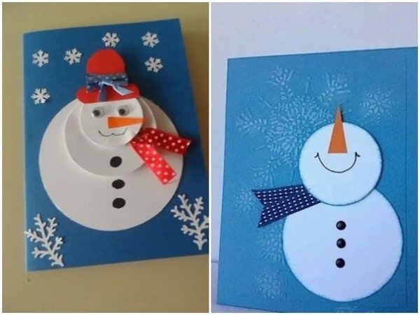 Открытка Снеговик своими руками