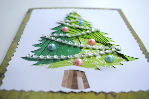 Открытка елка гармошка