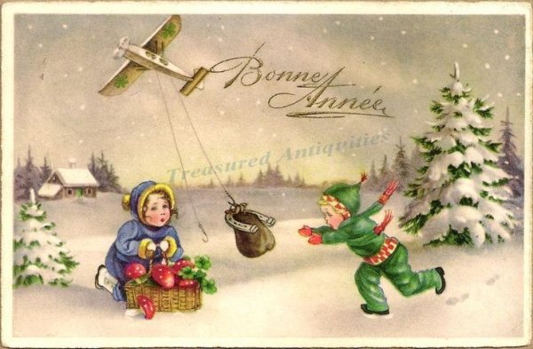 С Рождеством открытка самолет