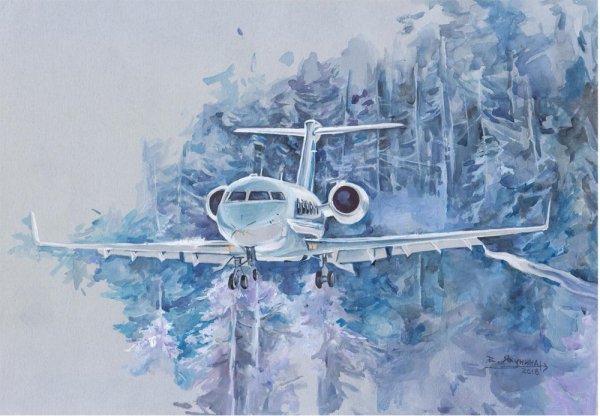 Картина маслом самолет