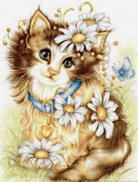 Котенок с цветочком