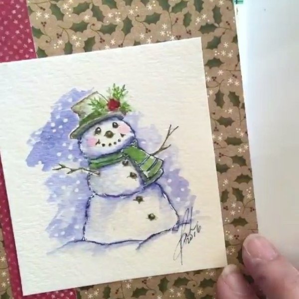 Акварельные новогодние открытки