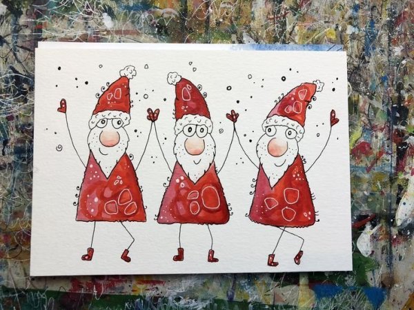 Новогодние открытки акварелью