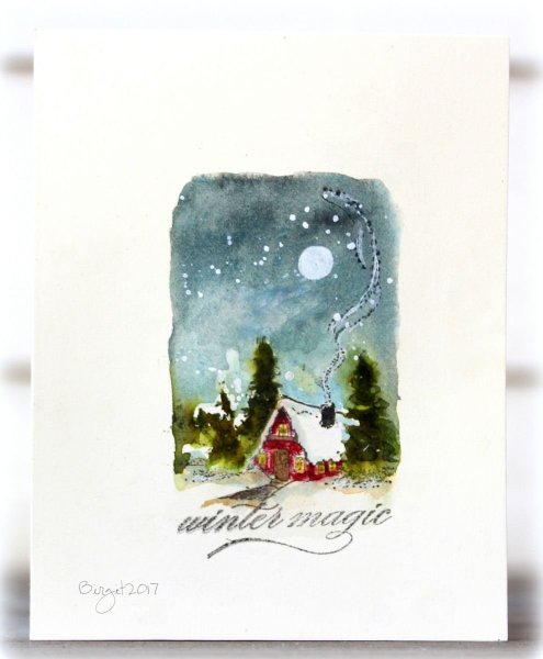 Новогодние открытки акварелью