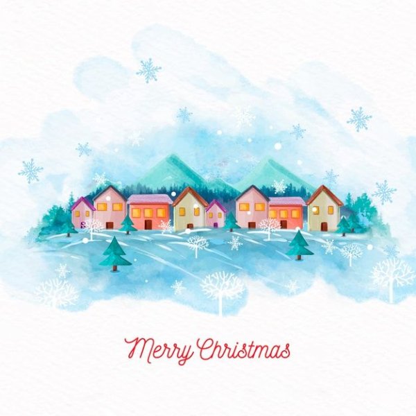 Новый год акварель вектор