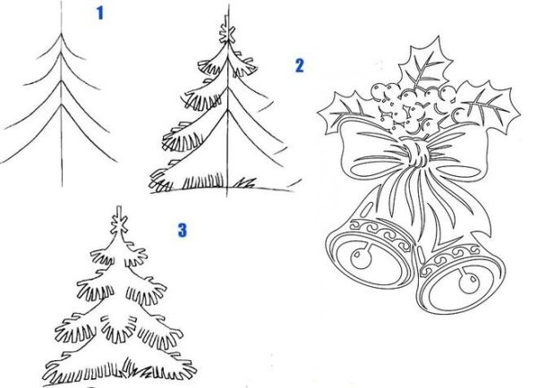 Новогодняя открытка рисунок карандашом