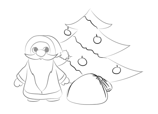 Открытка на новый год поэтапное рисование