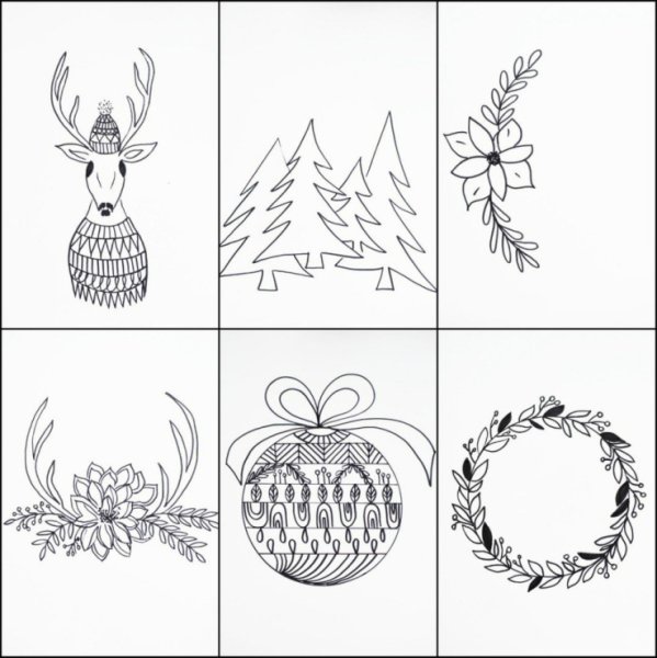 Новогодняя открытка раскраска