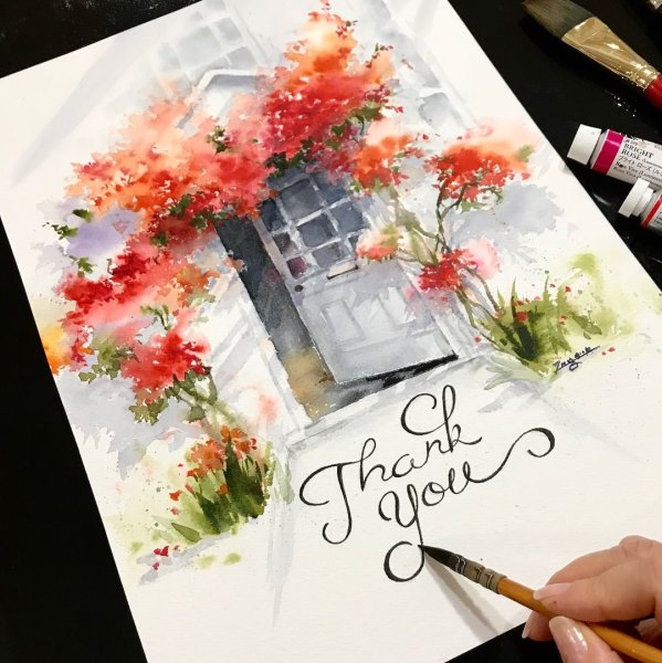 Стильные открытки акварелью