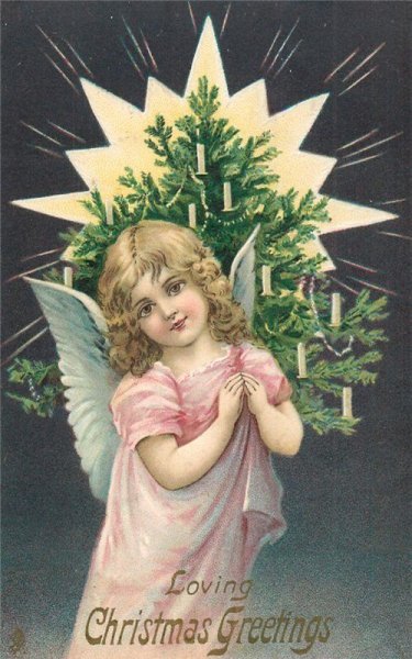 Рождественская открытка с ангелом