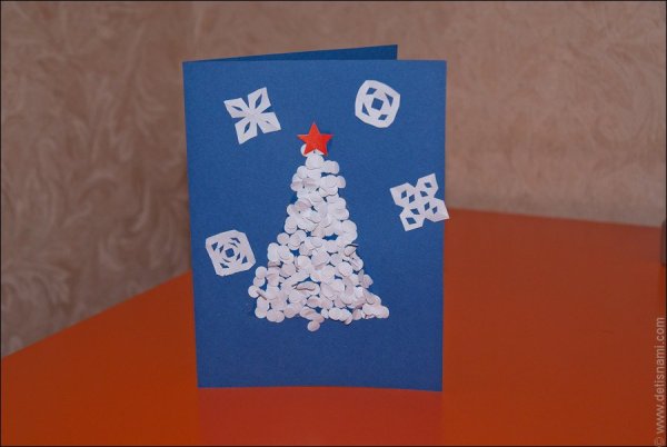 Новогодняя открытка своими руками для детей