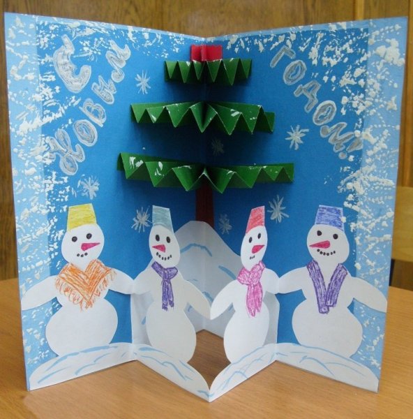 Новогодняя открытка своими руками для детей