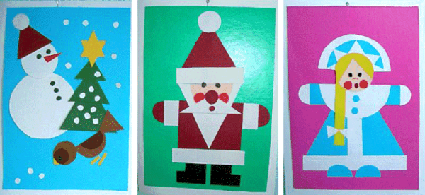 Аппликация Новогодняя открытка в старшей группе