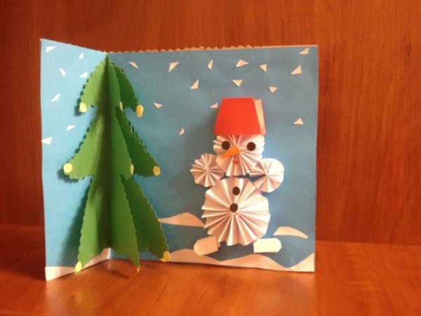 Открытка с объемной елочкой