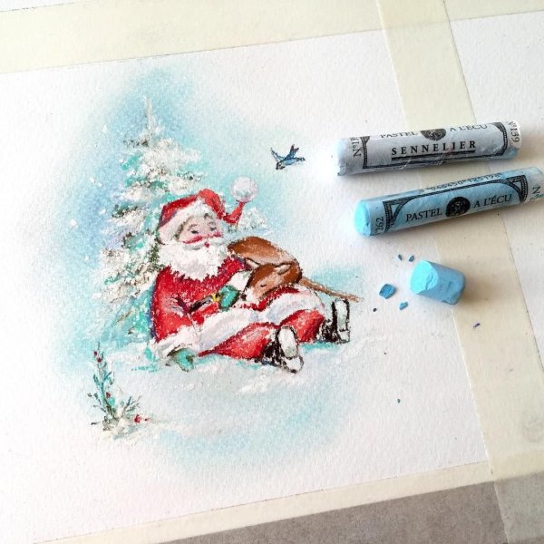 Новый год пастелью