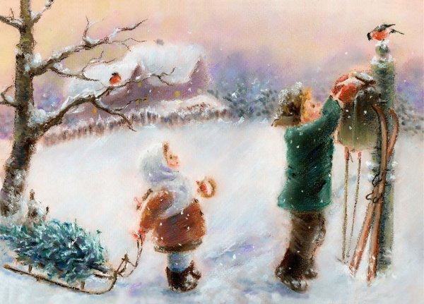 Новогодние рисунки пастелью