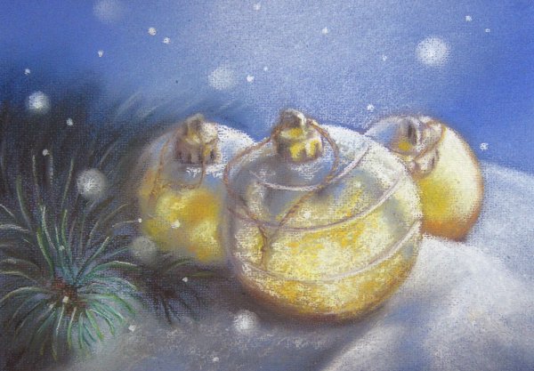 Новогодняя елка пастелью