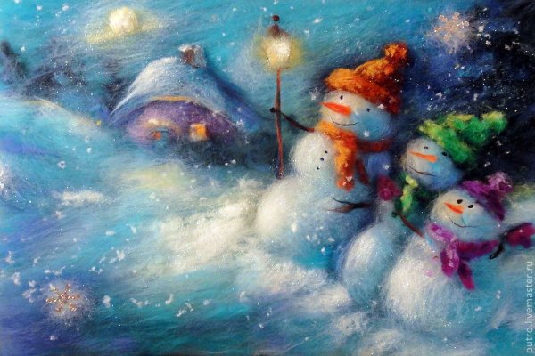 Картина из шерсти елка Новогодняя