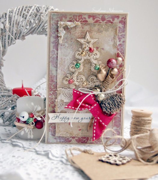 Новогодние открытки Скрапбукинг