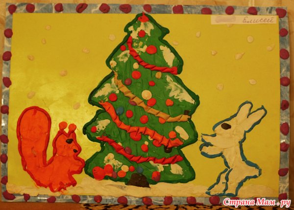 Пластилиновая живопись Новогодняя