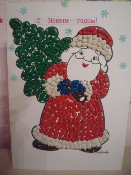 Аппликация из пластилина новый год