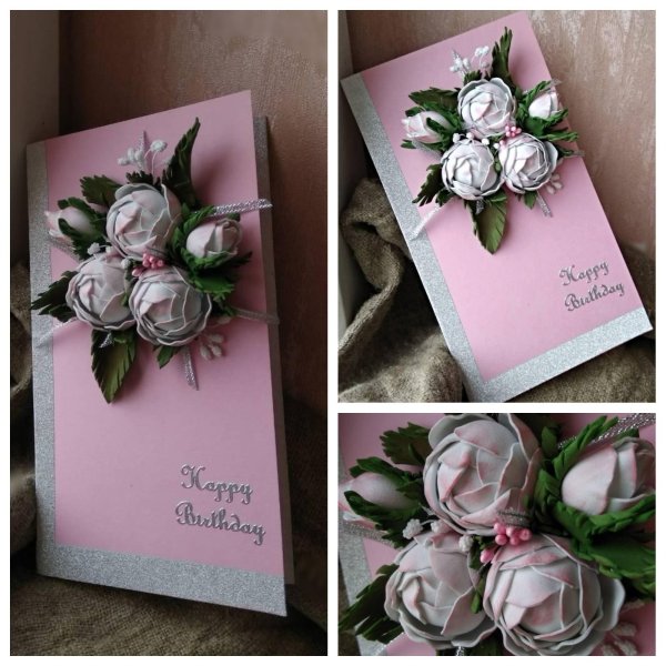 Открытка с цветами из фоамирана