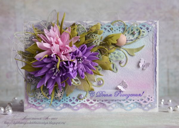 Открытка с цветами из фоамирана