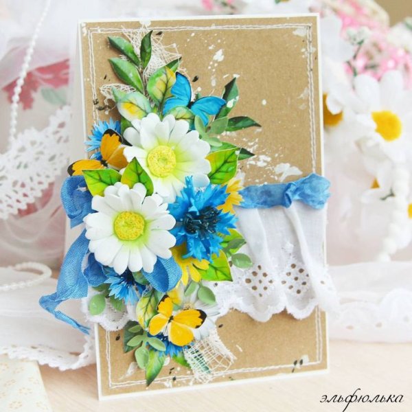 Открытка с цветами из фоамирана