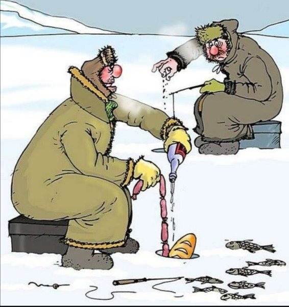 Зимняя рыбалка карикатура